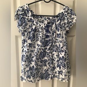 Girl krazy blue and white blouse size large (juniors)